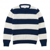 Mr.GENTLEMAN / ミスター・ジェントルマン｜MESH CREW-NECK SWEATER - green×white 通販ページへ