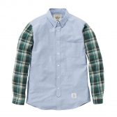 Mr.GENTLEMAN / ミスター・ジェントルマン｜OXFORD×MADRAS CHECK B.D SHIRTS -BLUE×GREEN 通販ページへ