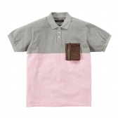 Mr.GENTLEMAN / ミスター・ジェントルマン｜HABANOS POCKET POLO SHIRTS -GREY×PINK 通販ページへ