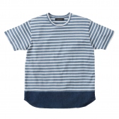 Mr.GENTLEMAN / ミスター・ジェントルマン｜BORDER×DENIM TEE – BLUE 通販ページへ