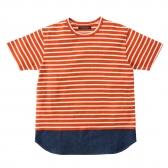 Mr.GENTLEMAN / ミスター・ジェントルマン｜BORDER×DENIM TEE – RED 通販ページへ