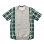 Mr.GENTLEMAN / ミスター・ジェントルマン｜SWEAT×MADRAS CHECK TEE -GREEN 通販ページへ