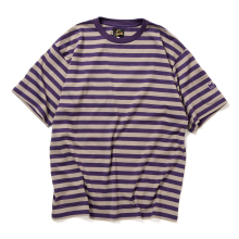 Needles / ニードルズ | S/S Crew Neck Tee - Cotton Stripe Jersey - Purple / Grey