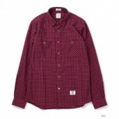 BEDWIN-L:S FLANNEL GINGHAM CHECK SHIRT 「RICK」 - Red