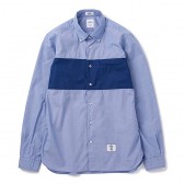 BEDWIN-L:S BROAD CHECK PANEL SHIRT 「COLIN」 - Blue