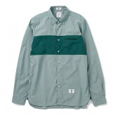 BEDWIN-L:S BROAD CHECK PANEL SHIRT 「COLIN」 - Green