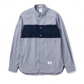 BEDWIN-L:S BROAD CHECK PANEL SHIRT 「COLIN」 - Navy