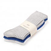 UNIVERSAL PRODUCTS-3P COLOR SOCKS - C SET (White, Gray, Blue)