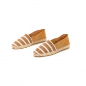 hobo-Cotton Border Espadrille with Cow Suede Leather