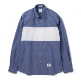 BEDWIN-L:S BROAD DOT PANEL SHIRT 「COLIN」 - Navy