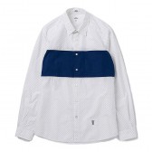 BEDWIN-L:S BROAD DOT PANEL SHIRT 「COLIN」 - White