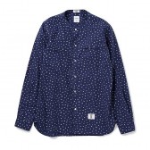 BEDWIN-L:S H-NECK OG FLOWER SHIRT 「OWENS」 - Navy