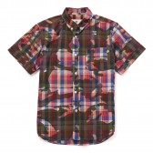 HABANOS-CAMO MADRAS CHECK S:SL B.D SHIRTS - Red