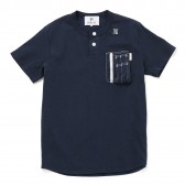 HABANOS-MILITARY COTTON H-NECK S:SL Tee - Navy