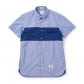 BEDWIN-S:S BROAD CHECK PANEL SHIRT 「COLIN」 - Blue