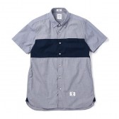 BEDWIN-S:S BROAD CHECK PANEL SHIRT 「COLIN」 - Navy