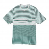 FLISTFIA-Pocket T-Shirt - White × Cobalt Green