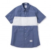 BEDWIN-S:S BROAD DOT PANEL SHIRT 「COLIN」 - Navy