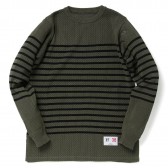 HABANOS-SPORTS MESH-BORDER KNIT - Olive × Black