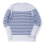 HABANOS-SPORTS MESH-BORDER KNIT - White × Blue