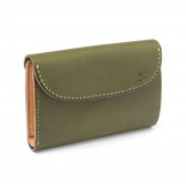 LEATHER & SILVER MOTO-3つ折り Wallet W6 - Green