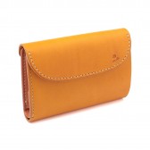 LEATHER & SILVER MOTO-3つ折り Wallet W6 - Yellow