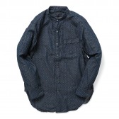 ENGINEERED GARMENTS-Banded Collar Shirt - Polka Dot Chambray - Indigo