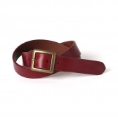 LEATHER & SILVER MOTO-Buckle Belt 3cm BB8D - Red Brown