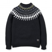 BEDWIN-C-NECK NORDIC JACQUARD KNIT 「DANNY」 - Black