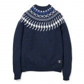 BEDWIN-C-NECK NORDIC JACQUARD KNIT 「DANNY」 - Navy