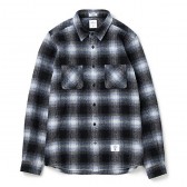 BEDWIN-L:S SHAGGY WOOL CHECK SHIRT 「ROSIE」 - Blue