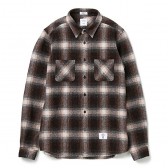 BEDWIN-L:S SHAGGY WOOL CHECK SHIRT 「ROSIE」 - Brown