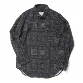 ENGINEERED GARMENTS-Short Collar Shirt - Crest Print - Dk.Navy