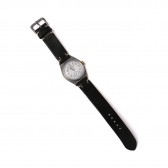 LEATHER & SILVER MOTO-Watch WT1 - 文字盤 White - ベルト Black