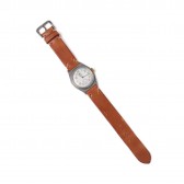 LEATHER & SILVER MOTO-Watch WT1 - 文字盤 White - ベルト Brown