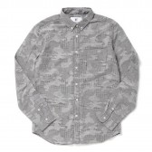 HABANOS-GLEN CHECK CAMO GUAZE B.D SHIRTS - Gray-Camo