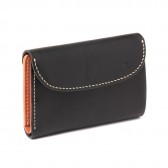 LEATHER & SILVER MOTO-3つ折り Wallet W6 - Black