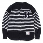 HABANOS-BORDER MESH CARDIGAN - Navy : White Border