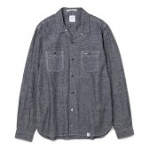 BEDWIN-L:S CHAMBRAY OPEN COLLAR SHIRT 「ROGERS」 - Black