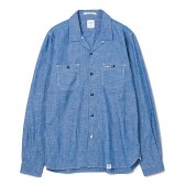 BEDWIN-L:S CHAMBRAY OPEN COLLAR SHIRT 「ROGERS」 - Indigo