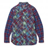 GOODENOUGH-FRONT PATCH WORK MADRAS SHIRT - Blue : Red