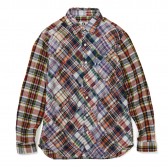 GOODENOUGH-FRONT PATCH WORK MADRAS SHIRT - White : Navy