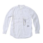 and wander-dry linen stand collar shirt (M) - White