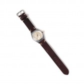 LEATHER & SILVER MOTO-Watch WT2 - 文字盤 White - ベルト Dark Brown