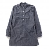 ENGINEERED GARMENTS-Banded Collar Long Shirt - Cone Chambray - Blue