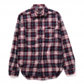 ENGINEERED GARMENTS-Work Shirt - Plaid Flannel - Navy : White : Red