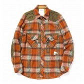 and wander-wool check shirt (M) - Orange