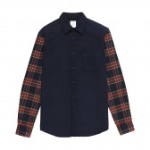 Mr.GENTLEMAN-SLEEVE SWITCHED SHIRT - Navy × Navy Red