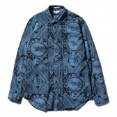 ENGINEERED GARMENTS-Short Collar Shirt - Ethnic Print - Blue : Navy