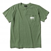 STUSSY-Classic Roots Pigment Dye Pocket Tee - Olive
